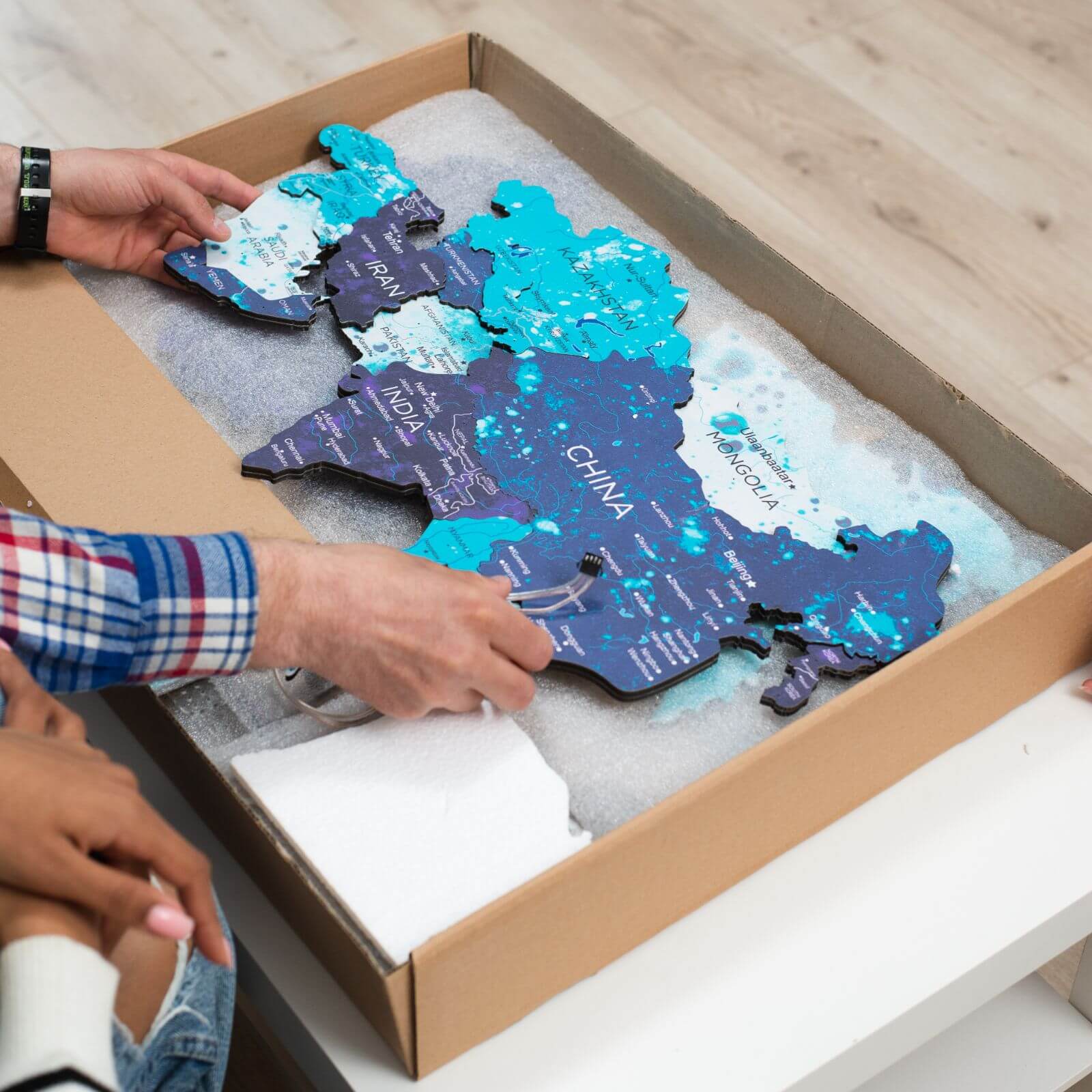 3D LED / LUMINOUS Wooden World Map 3.0 Ocean - Image 12