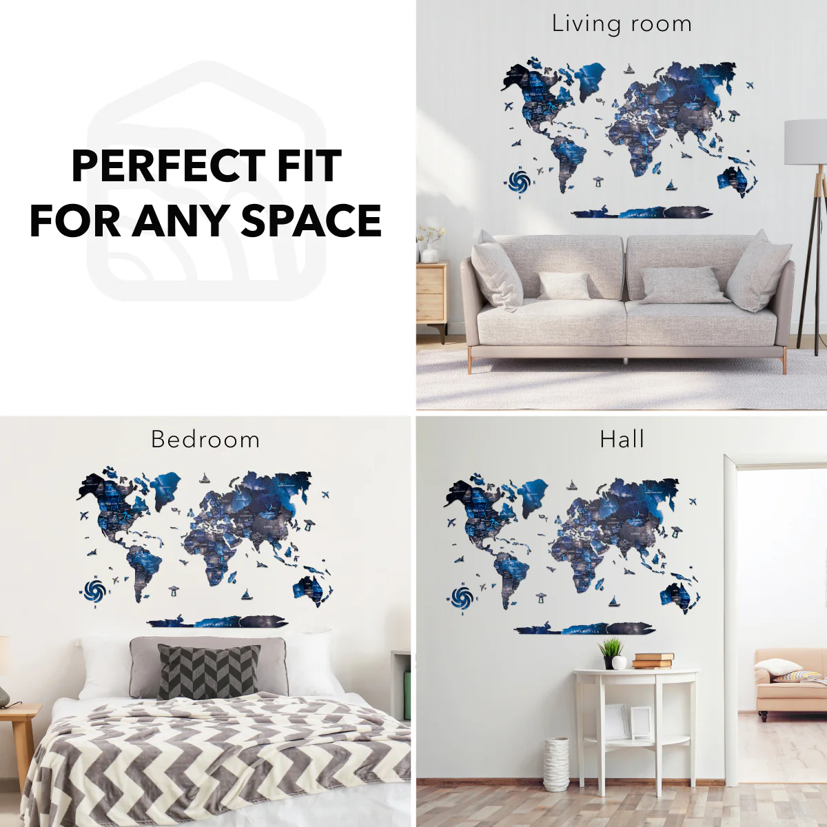 3D Wooden World Map Space - Image 14