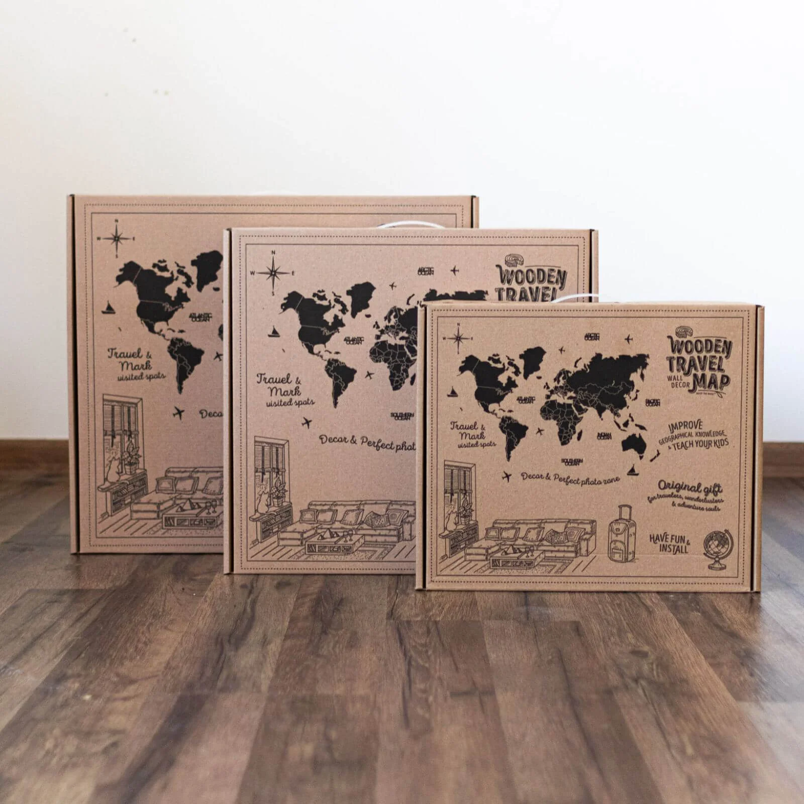 3D Wooden World Map Oak - Image 15