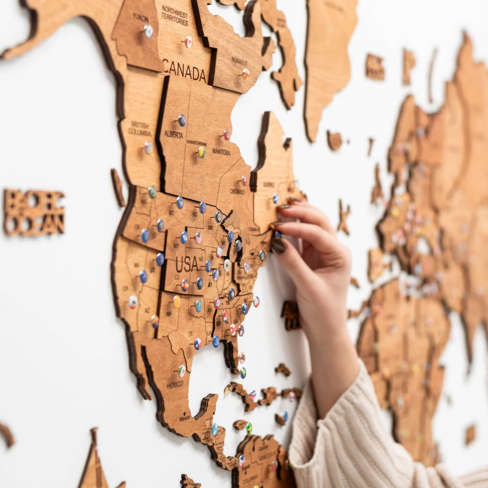 3D Wooden World Map Oak - Image 6