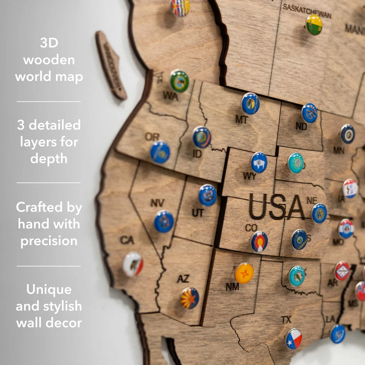 3D Wooden World Map Terra - Image 14