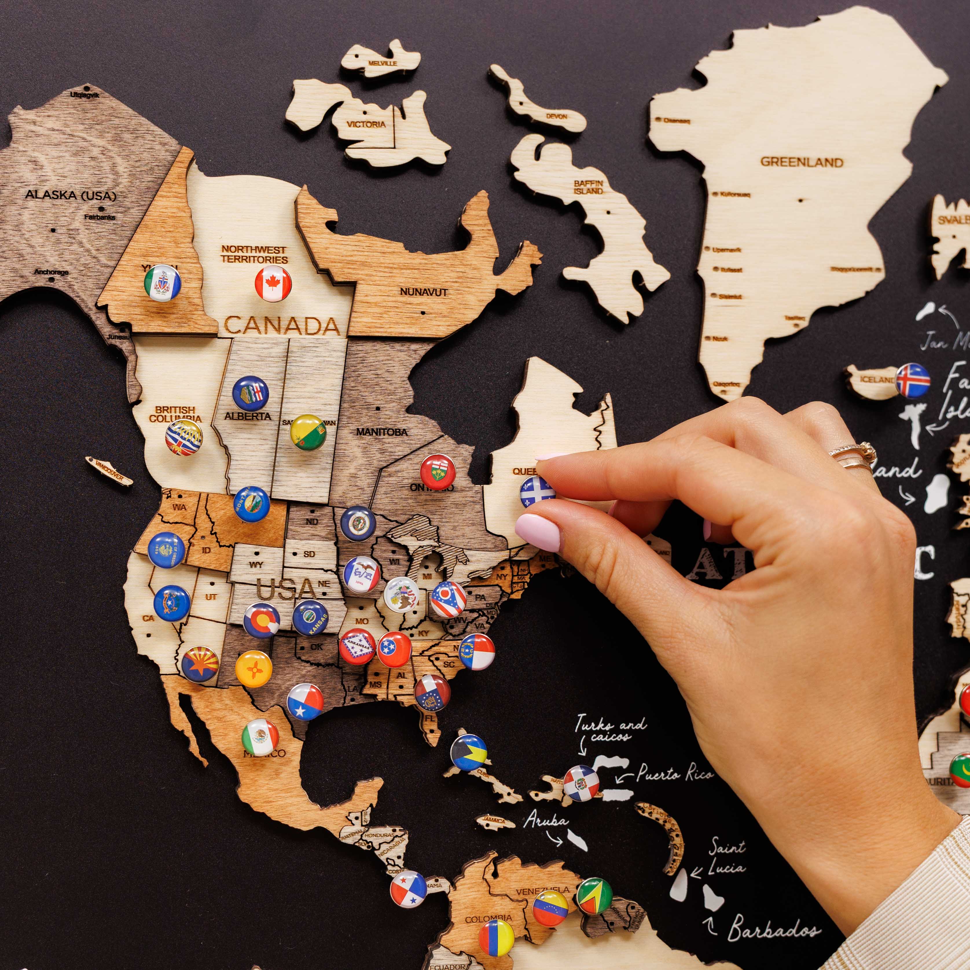 3D Wooden Panel World Map Multicolor - Image 3