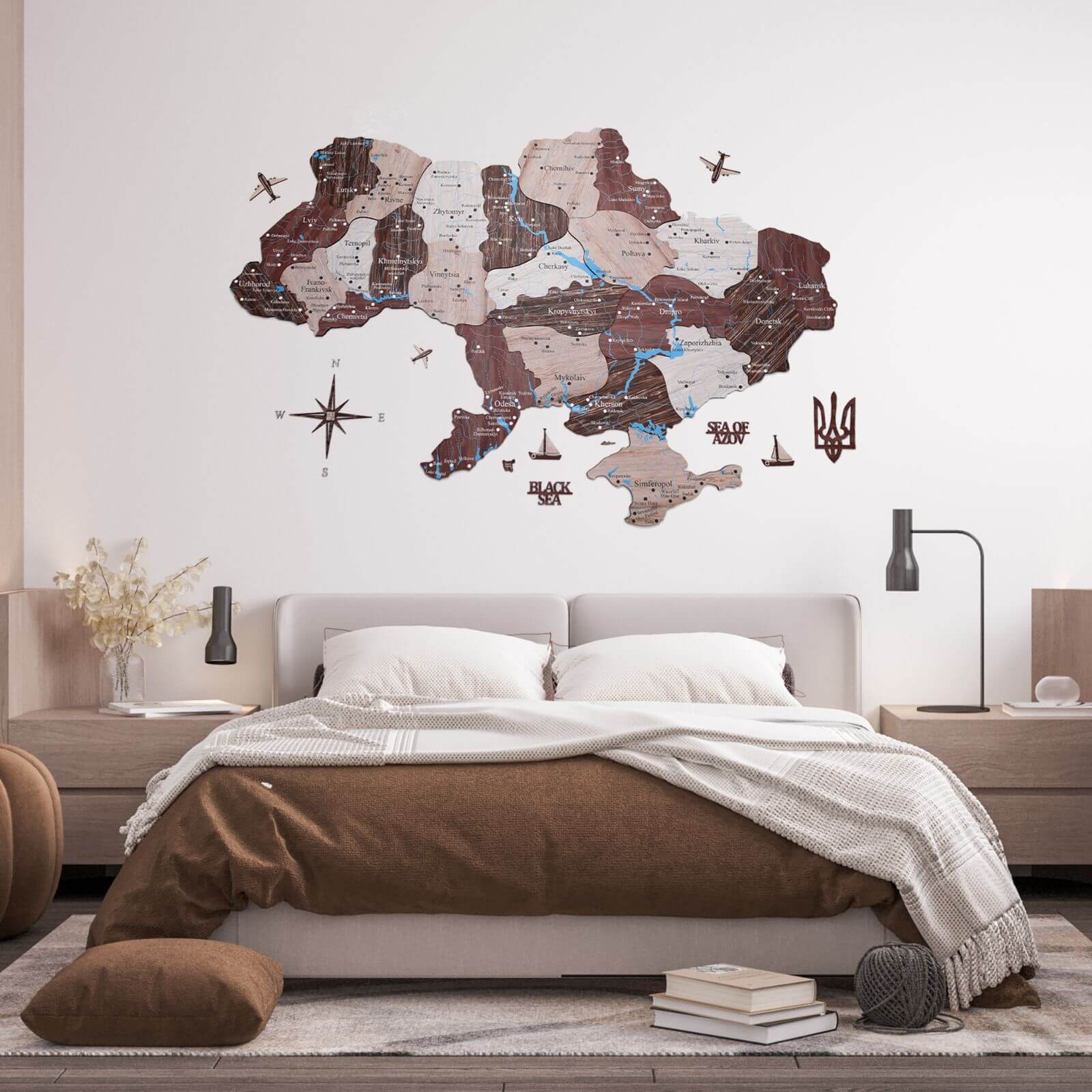 Wooden Map of Ukraine Cappuccino - Image 12