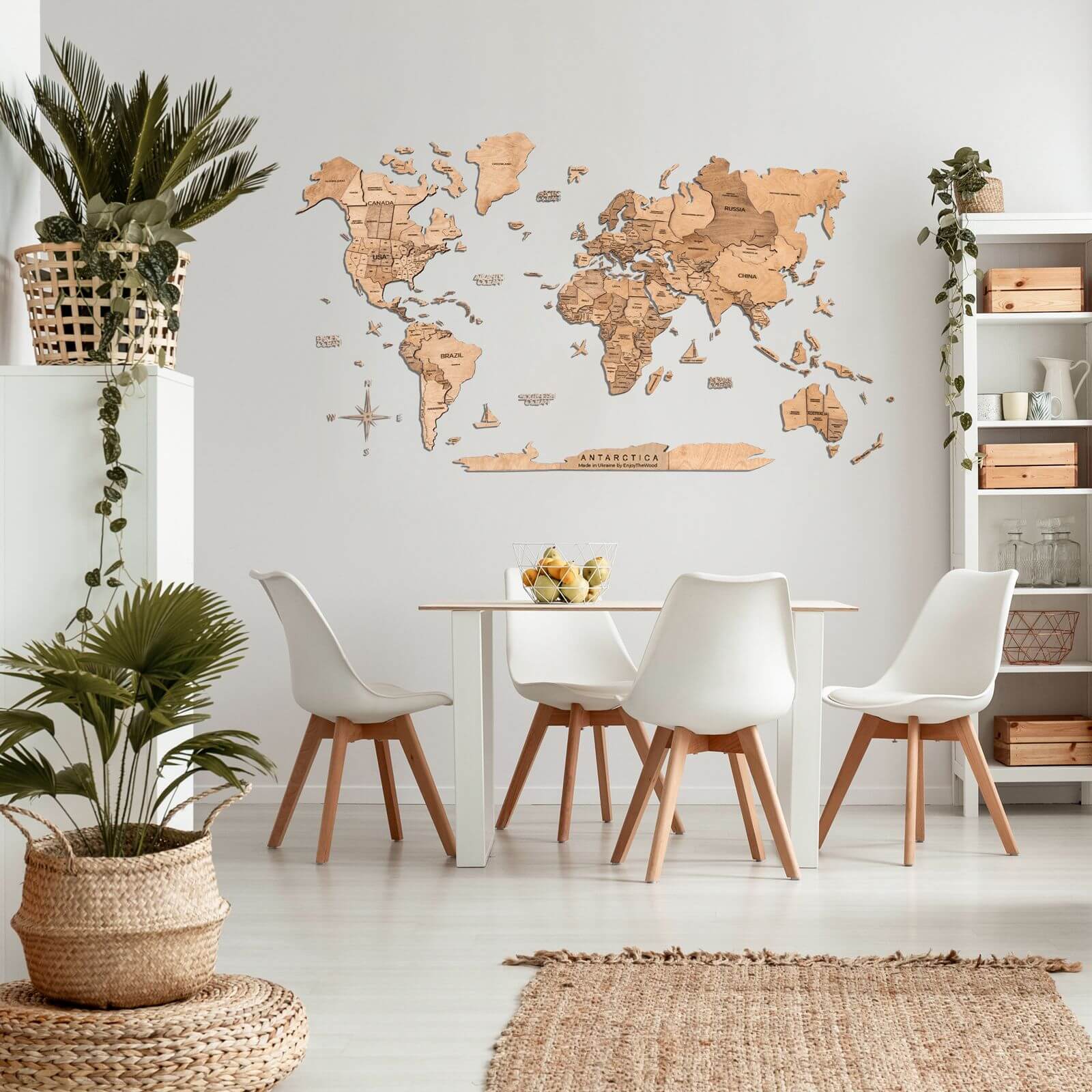 3D Wooden World Map Gold - Image 5