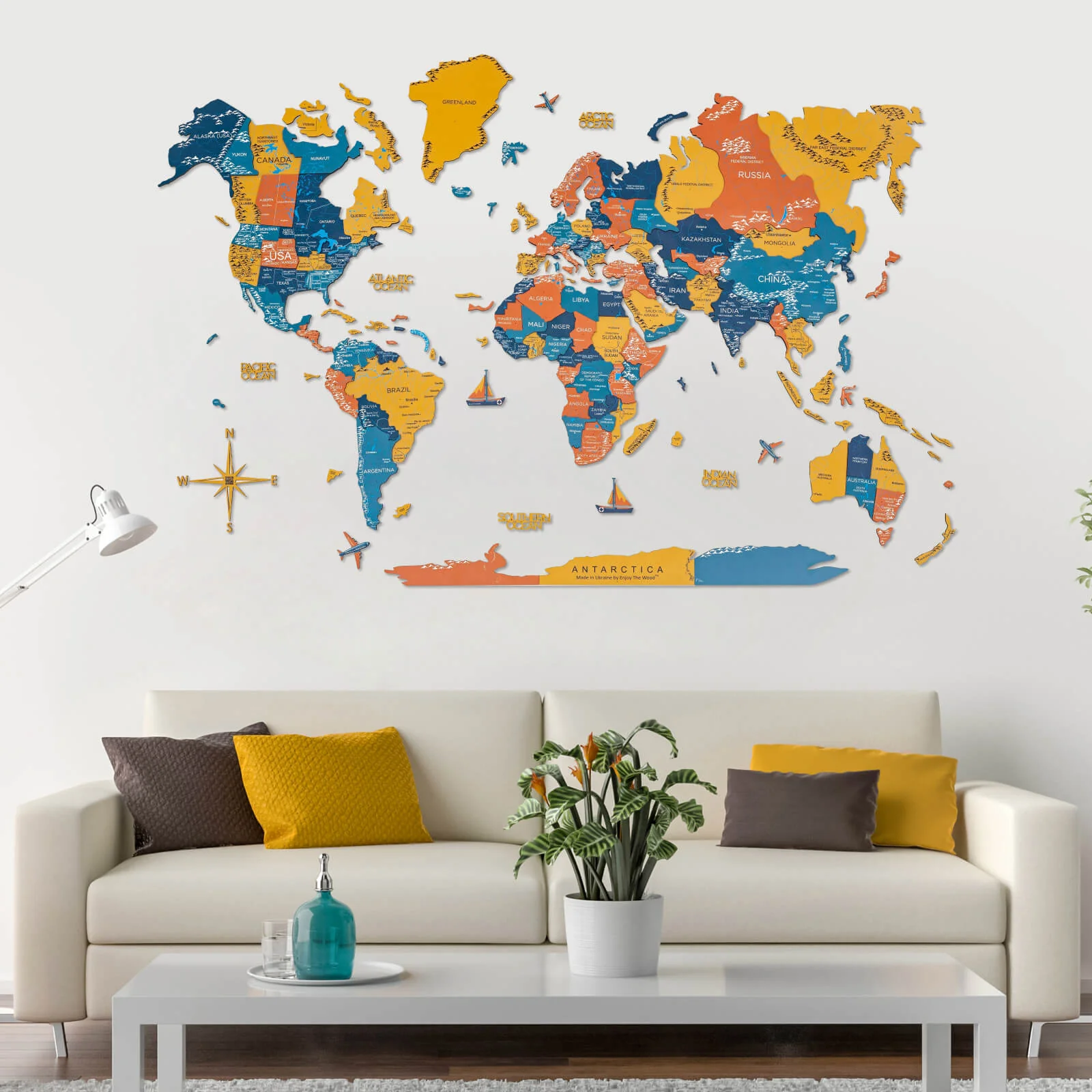3D Wooden World Map Indie - Image 10