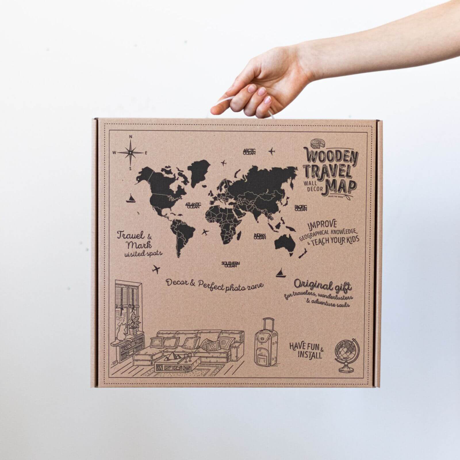 3D Wooden World Map Indie - Image 15