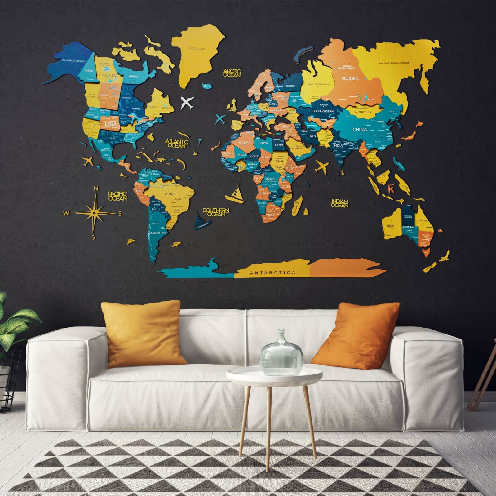 3D Wooden World Map Indie - Image 8