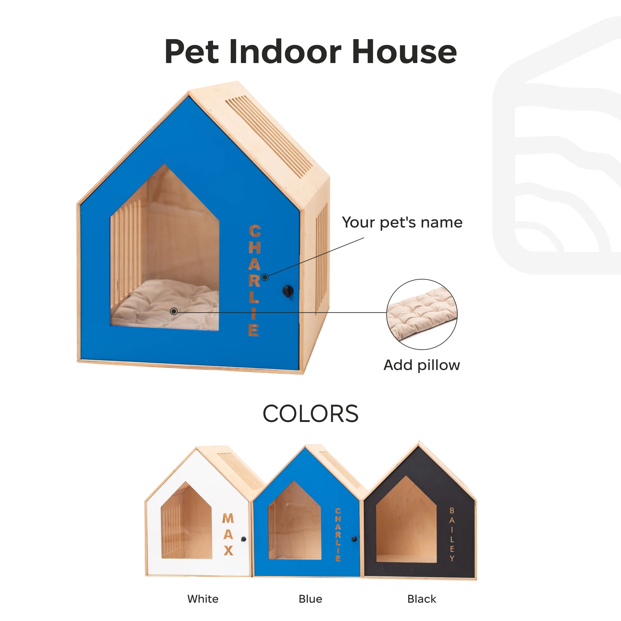 Booth-Style Wooden Dog House - Black - Image 8