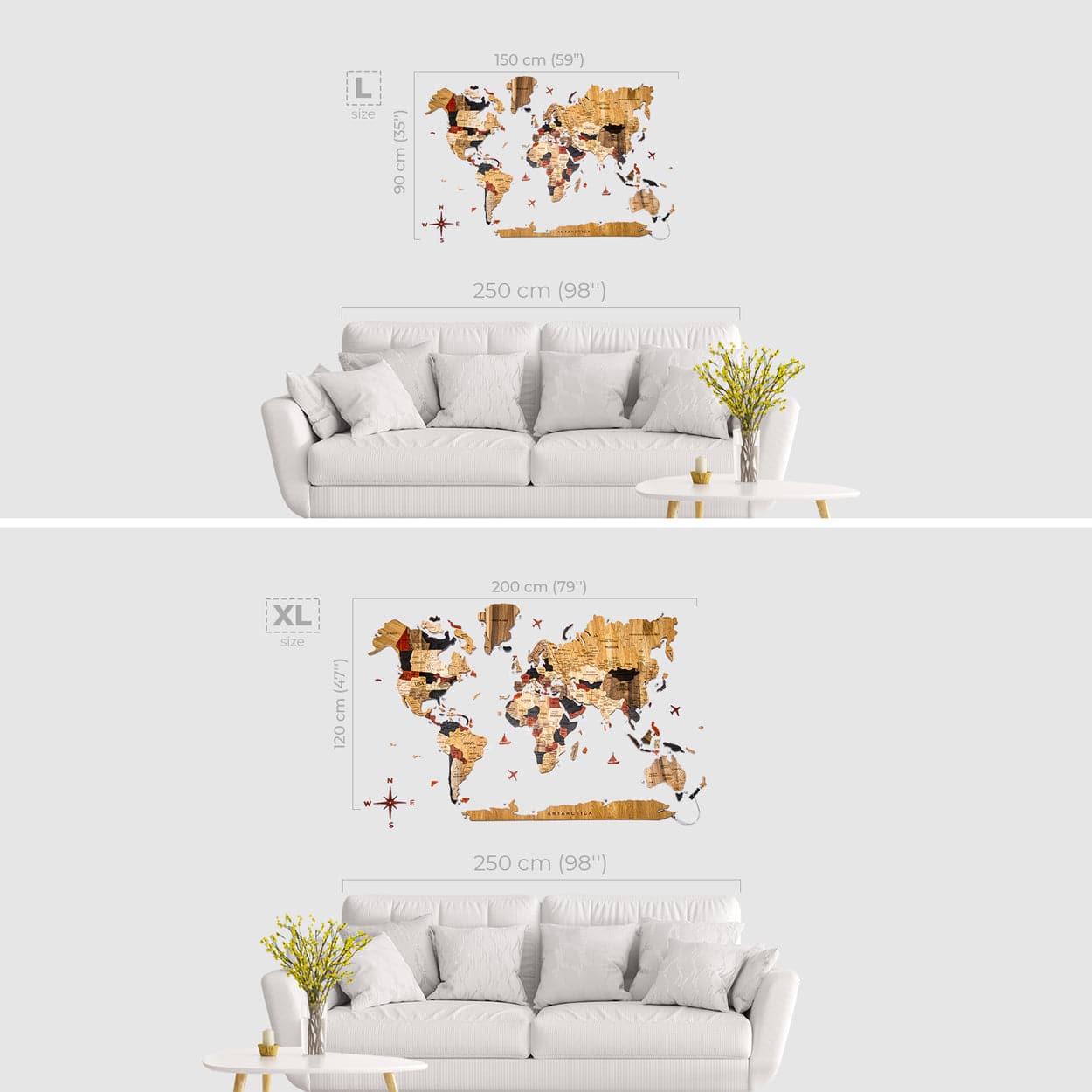 3D Solid Wooden World Map - Image 16