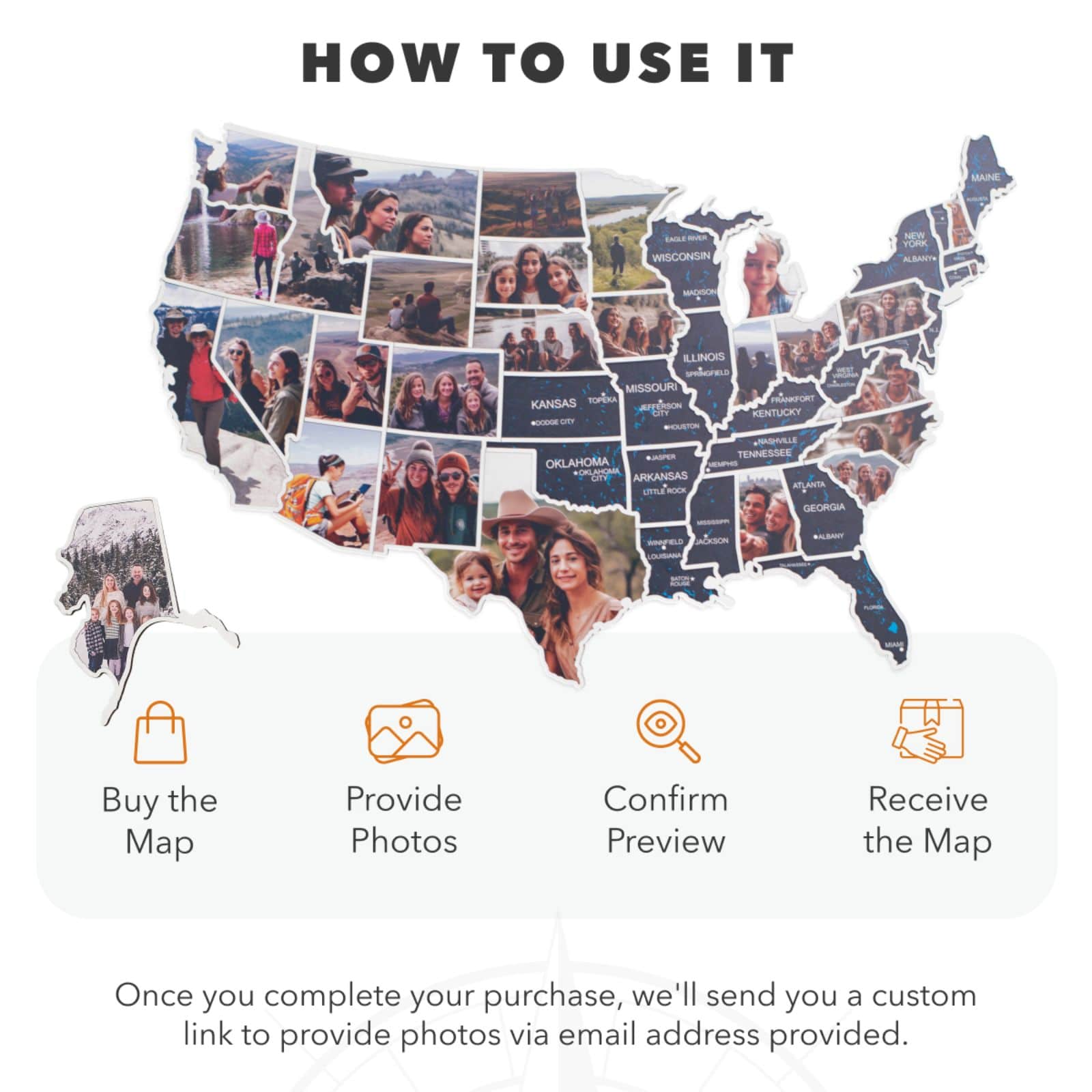 USA Photo Map Midnight - Image 5
