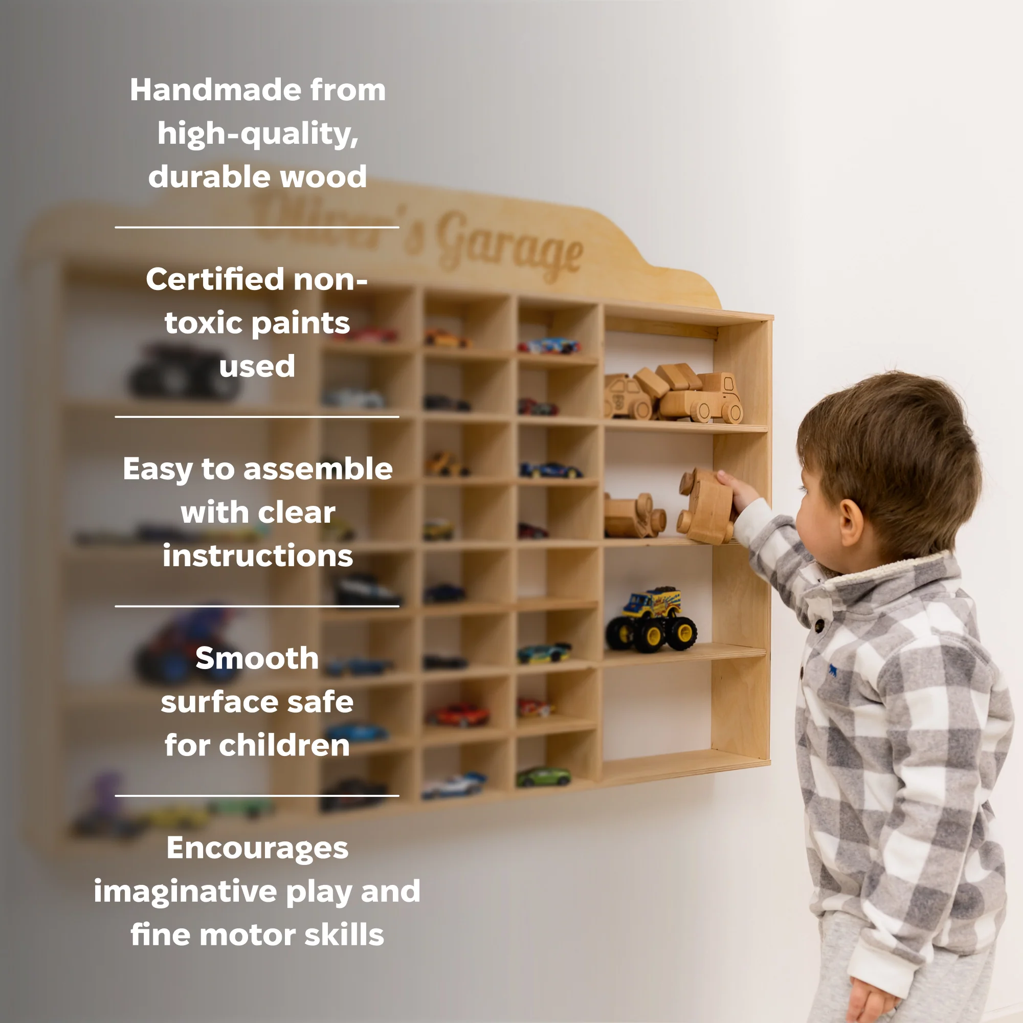 Wooden Wall-Mounted Toy Car Garage - Light - Image 6
