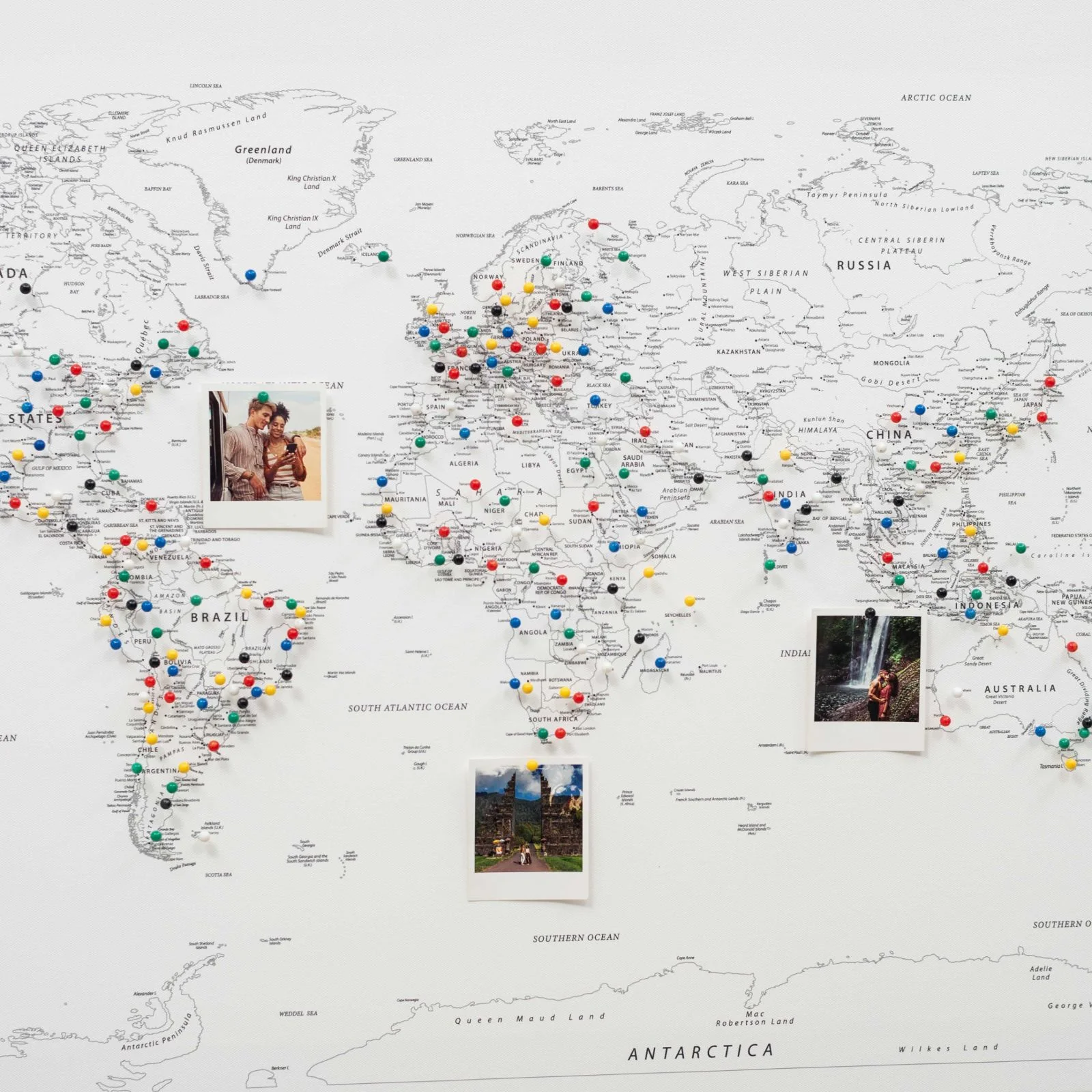 World Map on Canvas - White - Image 7